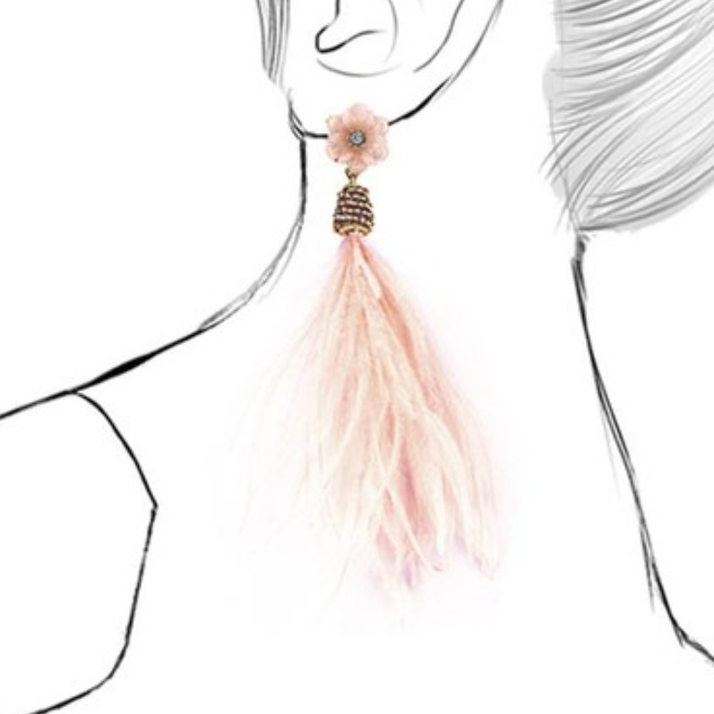 Cherry Blossom Feather Earrings